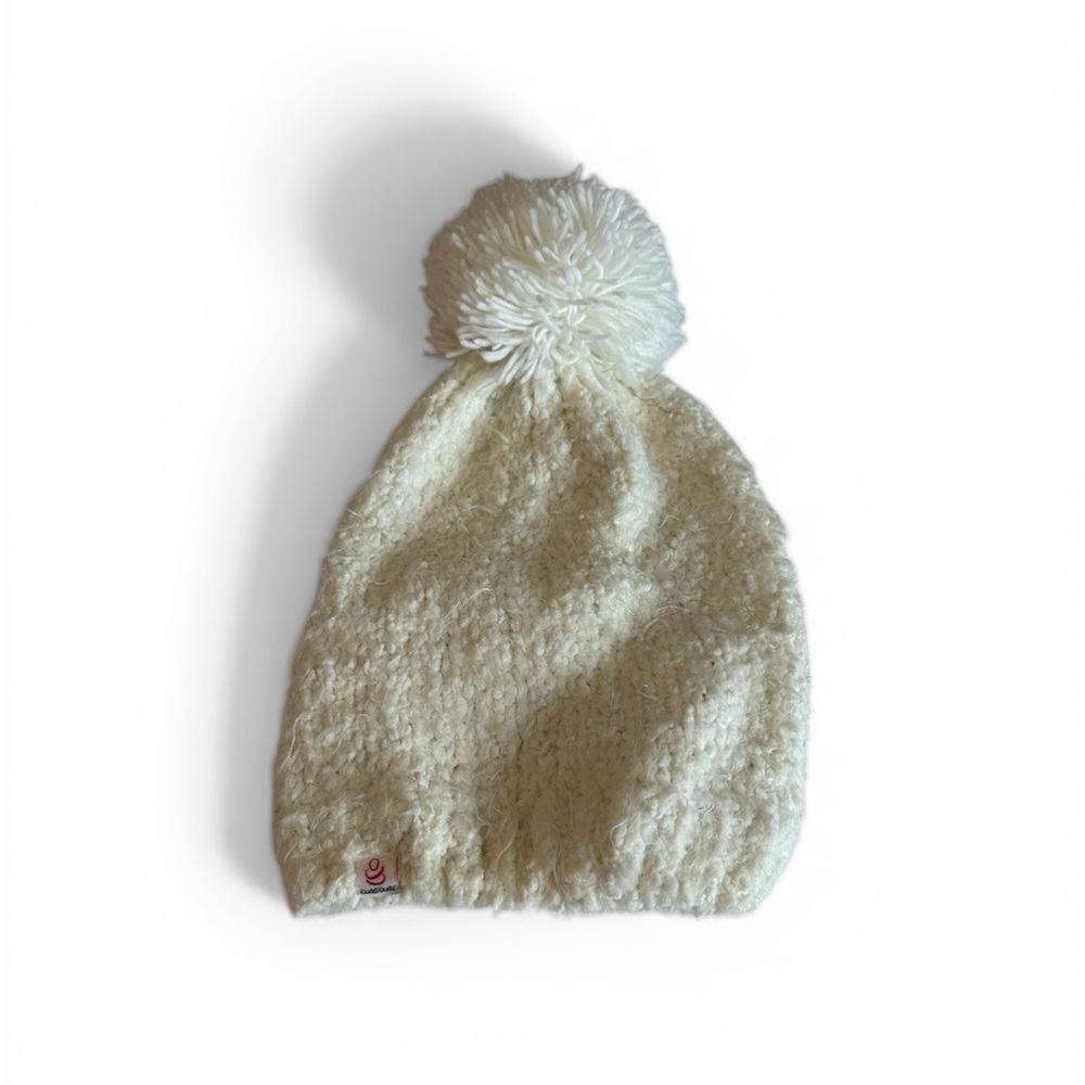 Cuddl Duds Cream Pom-Pom Hat